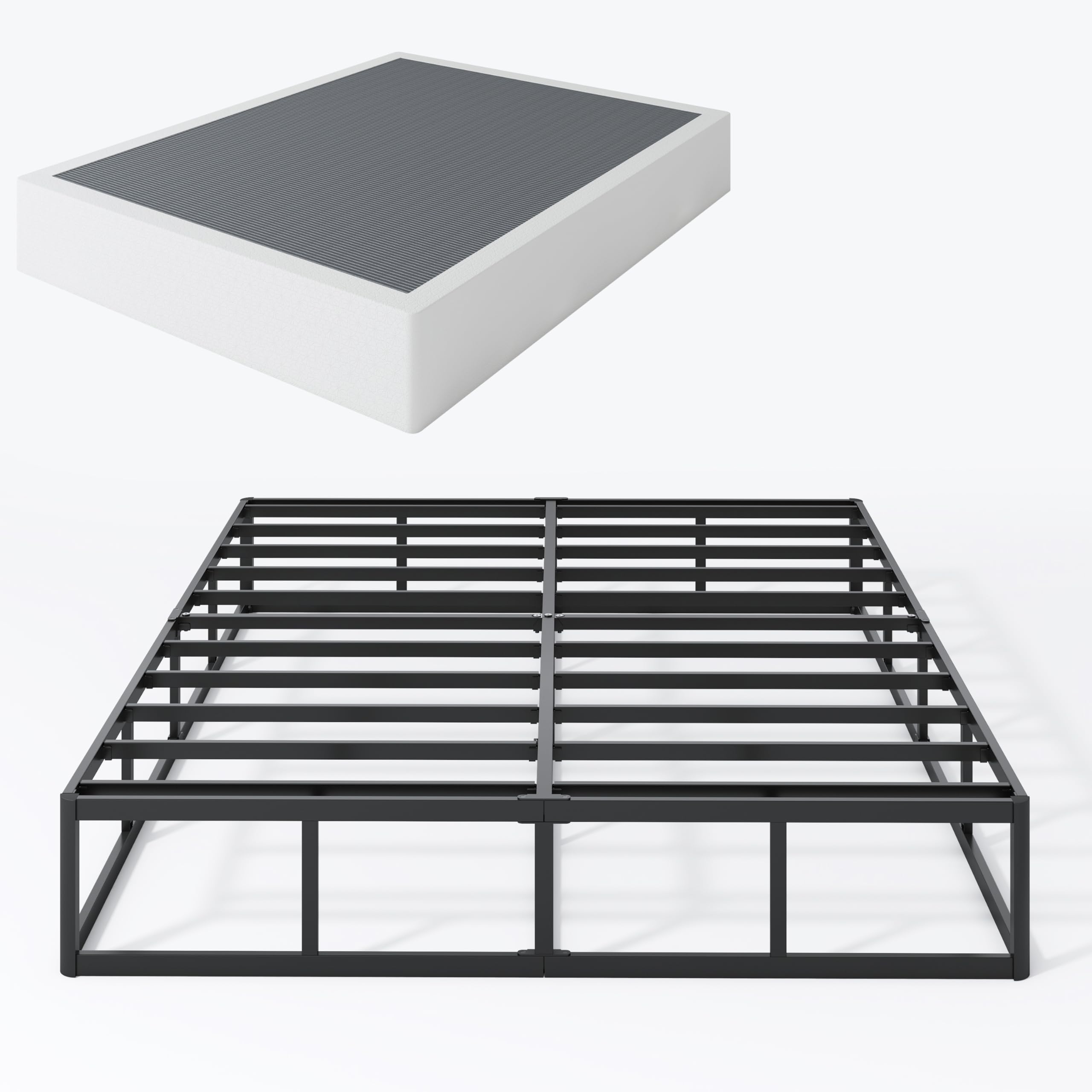 Shland Box Springs Full Size 9 Inch High Profile Queen Box Spring Strong Metal Frame Mattress Foundation With Fabric Cover, Box